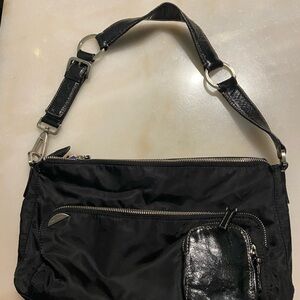 Vintage Francesco Biasia Black Nylon Shoulder Bag